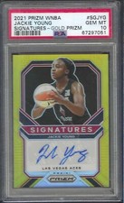 JACKIE YOUNG 2021 PANINI PRIZM WNBA GOLD PRIZM AUTO /10 PSA 10 GEM MINT POP 2