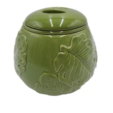 Summer Living Green Ceramic Fruit Dip Bowl Chiller w Lid Leaf Party Food Snacks