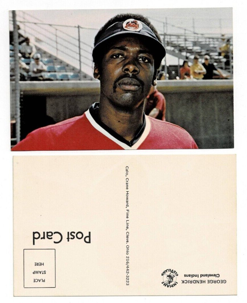 1975 George Hendrick Portrait Cleveland Indians Team Issued Postcard