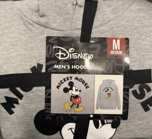 Disney Mickey Mouse Para hombres Talla M 46"" Estampado Gráfico Sudadera con Capucha Mangas Largas Gris NUEVO - Imagen 3 de 9