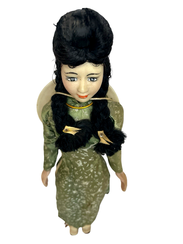 Chanh Hung Doll Leaf Hat Non La Heels Vietnam Souvenir Green 16” Soldier War 60s - Picture 7 of 14
