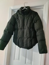DKNY Women's Women Hooded Zip-Front Puffer Jacket Black Size 10 Pockets NICE