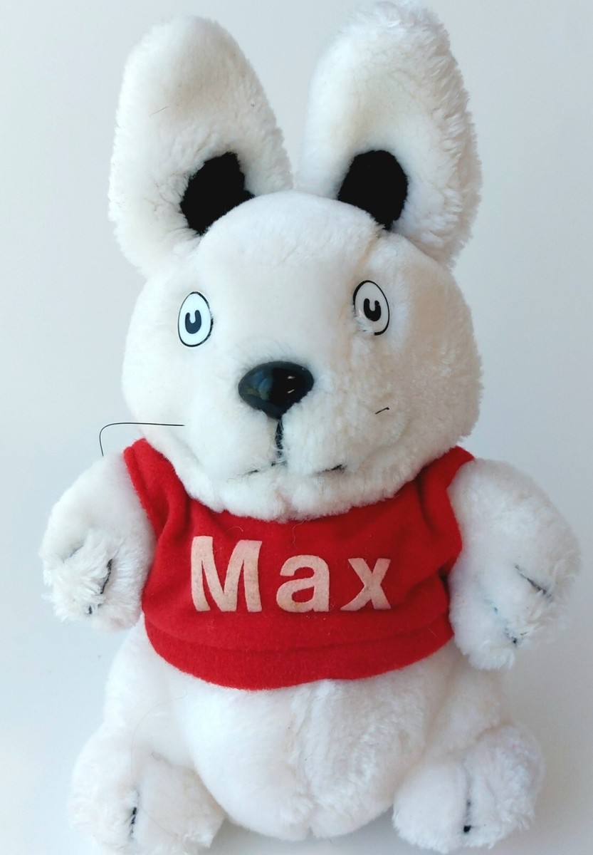 Vintage 1986 Max White Rabbit Plush Max Name On Shirt Rosemary