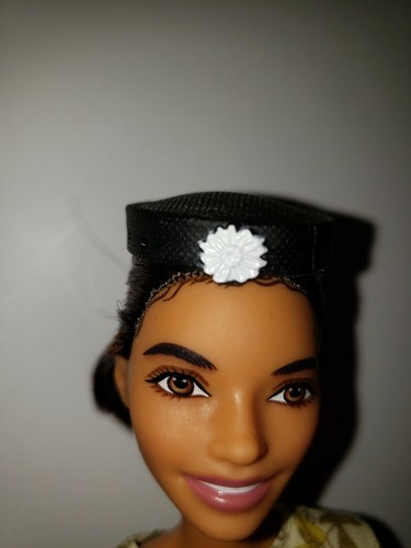 BARBIE "BLACK PILLBOX HAT WITH WHITE FLOWER ADORNMENT, NEW , HIGH QUALITY - Picture 3 of 4