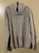 Luca Nobili Wool Blend Shawl Neck Cable Knit Sweater Size Mens XL Beige P7