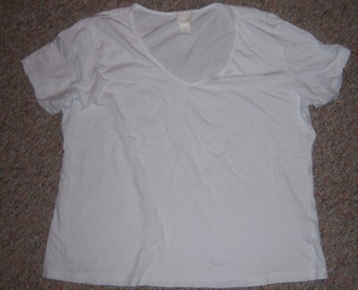H M White Basic Short Sleeve V-Neck T-Shirt Size XXL Free Ship