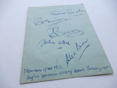 1951 Tasmanian Cricket Ground  Marylebone Cricket Club   5 test team autographs