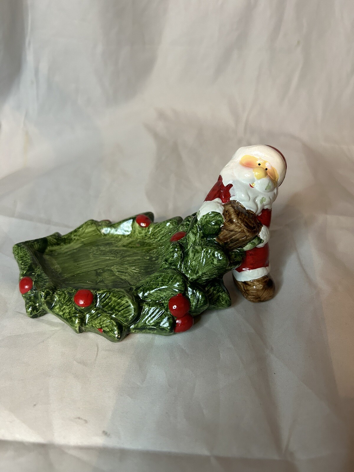 Santa Ceramic Soap Dish 6x3 with Christmas Tree and Santa Design  