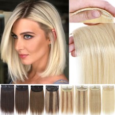 CLEARANCE One Piece Hair Pad Topper Clip-In 100 Remy Human Hair Extensions Side