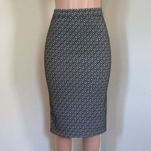 MAEVE ANTHROPOLOGIE TEXTURED BLACK & WHITE GEOMETRIC KNIT SKIRT, SIZE XS