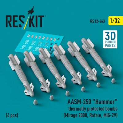 AASM-250 ''Hammer'' thermisch geschützte Bomben 6 Stück Maßstab 1:32 ResKit RS3...