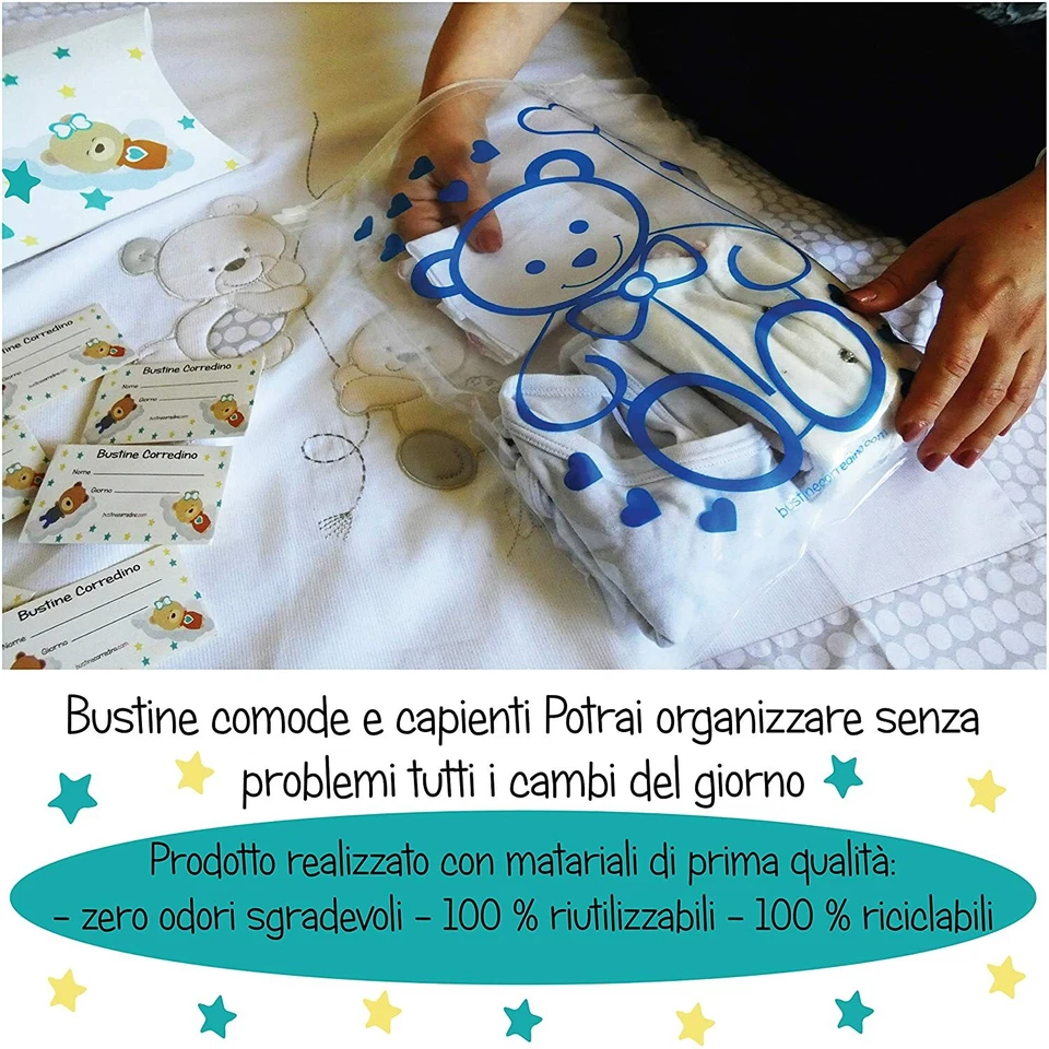 RS-Italy Bustine Corredino 6 Bustine per il Corredino del Neonato - Sacchetti - Immagine 3 di 4