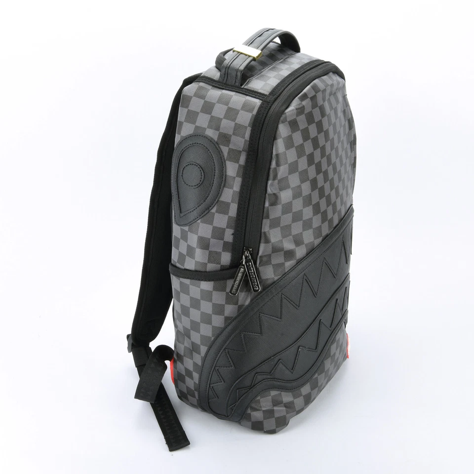 Mochila de cuero unisex a cuadros negra Sprayground Shark Henny Sharks in Paris Foto 2 de 4