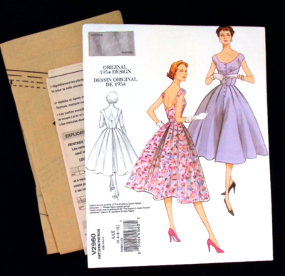 Vogue v2960 -1954 Retro Cocktail Dress Sewing Pattern Uncut FF