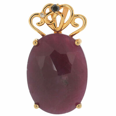 Pendant Real Silver 925 Sterling Gold Plated Gold Ruby Sapphire Diamond 2.75cm