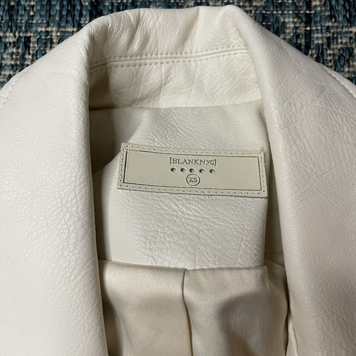 Blank NYC XS Embroidered Floral Moto Faux Leather Lined