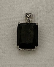 Wonderful MJ Metals Design - Reversible Silvertone and Smoky Quartz Pendant