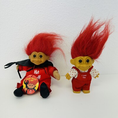 Lot of 2 RUSS Valentine Softbody 8'' Doll With Tag & 'I Love You Troll' 5'' Toy