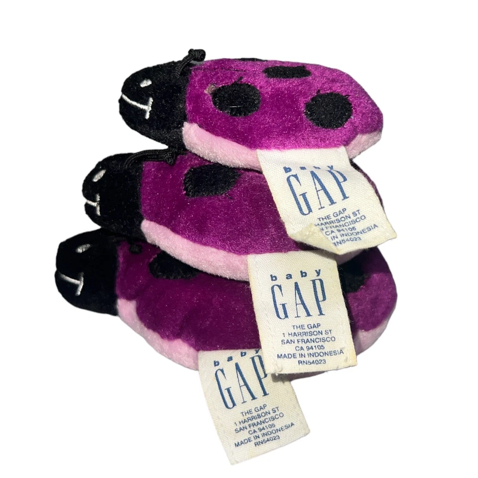Baby Gap Stacking Purple Ladybug Rattle 2001 Set Of 3 Plush Baby Toys - Image 3 of 4