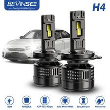 Bevinsee 2X H4 LED Headlight Bulbs Hi/Low Beam Light 40000LM 150W White Brighter