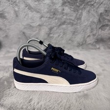 Puma Suede Classic Shoes Youth 5C Blue on Grey Lifestyle Sneakers