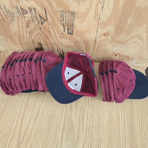 Vintage YoungAn Blank Unstructured SnapBack Hat Maroon/Blk 90s NOS - Picture 6 of 6