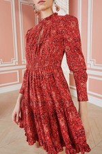 Ulla Johnson Red Floral ‘Liv’ Mini Dress in “Poppy”, Size 2