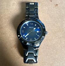Orologio da polso analogico Relic quadrante blu data bracciale acciaio inox nero