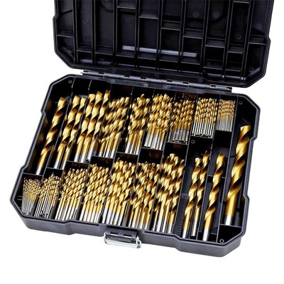COMOWARE 230 Pcs Drill Bit Set for Wood & Metal - Titanium Wood Drill Bits, High