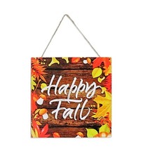 Happy Fall Wood Hanging Welcome Sign, 9.5"