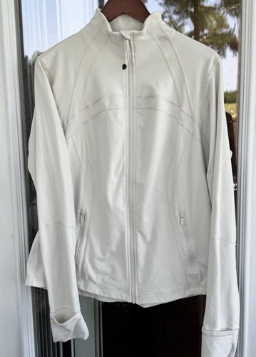 Lululemon Define Jacket White Ivory Full Zip Thumbholes Yoga Running LW4AWKS