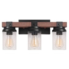 Farmhouse Vanity Light Fixtures, 3-Light Rustic Bathroom Lights Over Mirror w...