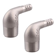 3/8" Hose Barb x 1/2" Male NPT Stainless Steel 90 Degree Elbow Barbed Thread ...
