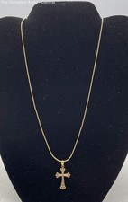 14K Yellow Gold Fine Jewelry Snake Chain Cross Pendant Necklace 5.30g