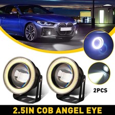 White 2.5" Inch Fog LED Lights Projector Car Angel Eyes Halo Ring DRL Bulbs EXC
