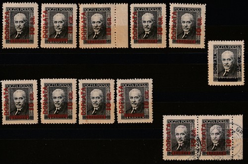POLAND POLSKA 1934-36 POSTAGE DUE Mi.81v,83v MINT/USED STAMPS LOT, SOME YELLOWED