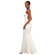 Lulus All This Allure Maxi Dress Small White Sleeveless Strappy Backless Mermaid