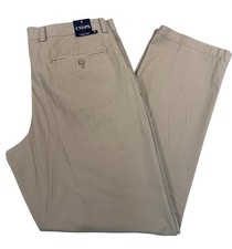Chaps Mens 36 Double Pleat Hudson Tan Pants Cotton Office Dress Casual 90s