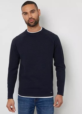 Threadbare Textured Raglan Mock T-Shirt Crew Neck Jumper - Size M - LB 2659