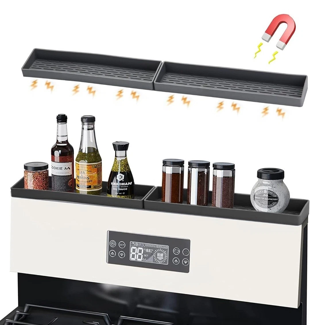 Silicone Magnetic Stove Top Shelf, Spice Shelf for Stove-Top,