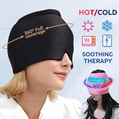 360 Gel Ice Migraine Relief Hat Headache Head Cold Hot Cap Wrap Therapy Mask