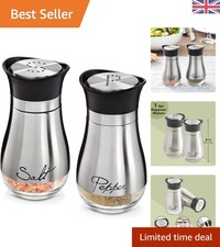 Image of Durable Stainless Steel Salt & Pepper Shakers, Easy Visibility with Glass Bottom
