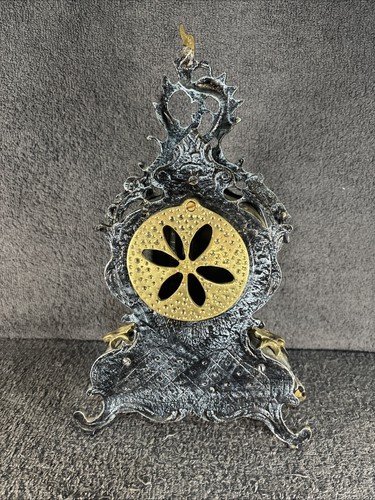 Ornate Vintage Junghans Metal Mantle Quartz Clock 14" tall - Picture 7 of 23