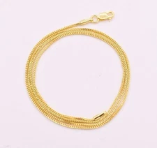 1mm Thin Franco Chain Necklace 14K Yellow Gold-Plated Sterling Silver 925 Italy