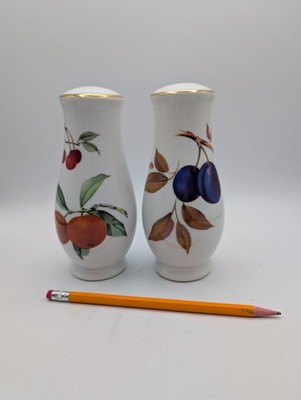 Evesham Royal Worcester 6'' Salt Pepper Shakers Oversized Gold Rim