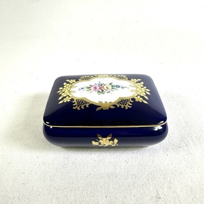 Lindner Barock Dose Eckig Dekor Residenz Cobalt Echt Kobalt Deckeldose Blau