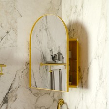 Metal Corner Medicine Cabinet W Arched Mirror Adjustable Glass Shelves