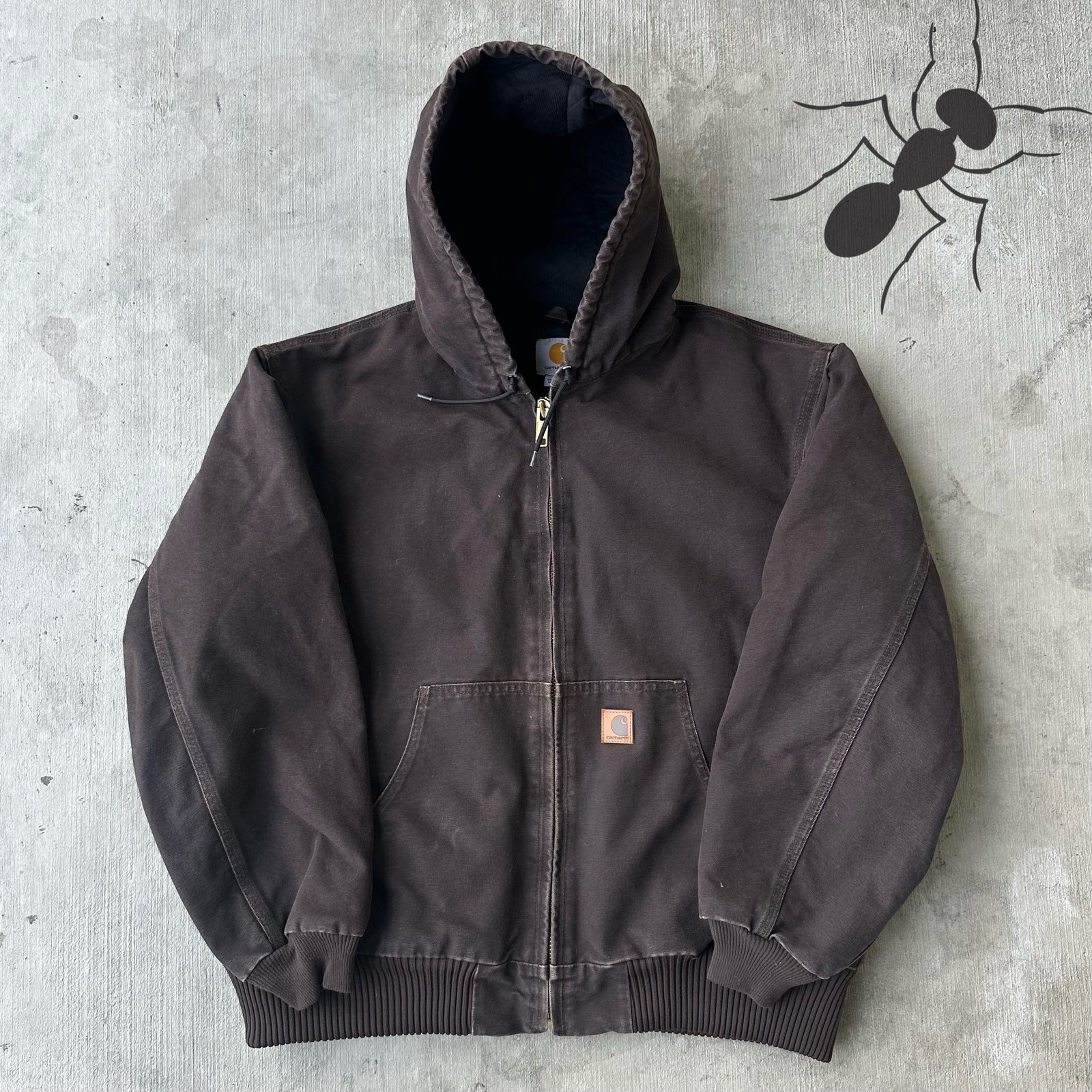 Y2K Vintage Carhartt Brown Quilted Hooded Work Jacket