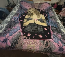 Vintage 90’s Y2K Britney Spears Tapestry Blanket Black Pink RARE Millennial 