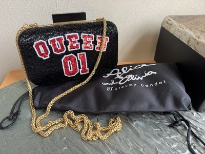 ALICE+OLIVIA SHOULDER BAG PURSE EVENING QUEEN 01 BEADED CONVERTIBLE BLACK